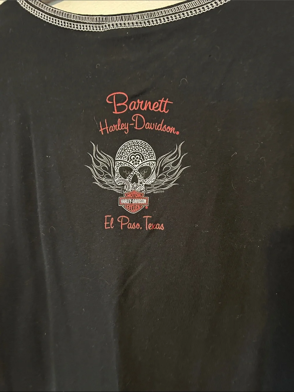 Harley-Davidson Black Long Sleeve Graphic Tee with Red and Gray Chevron Logo